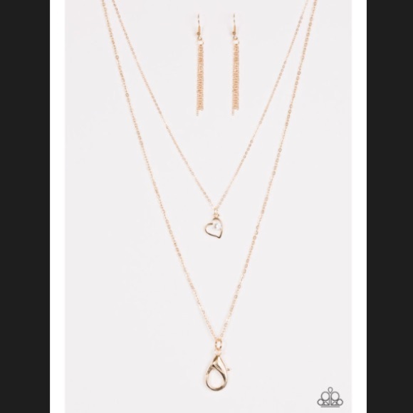 Gold lanyard with diamonds & earrings - Picture 1 of 1